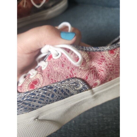 Vans Old Skool Skater Shoes Red & Blue Print Women's 5.5 - Picture 10 of 11